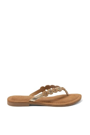 leren teenslippers cognac