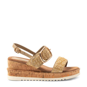   raffia sleehakken goud