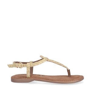   raffia sandalen goud
