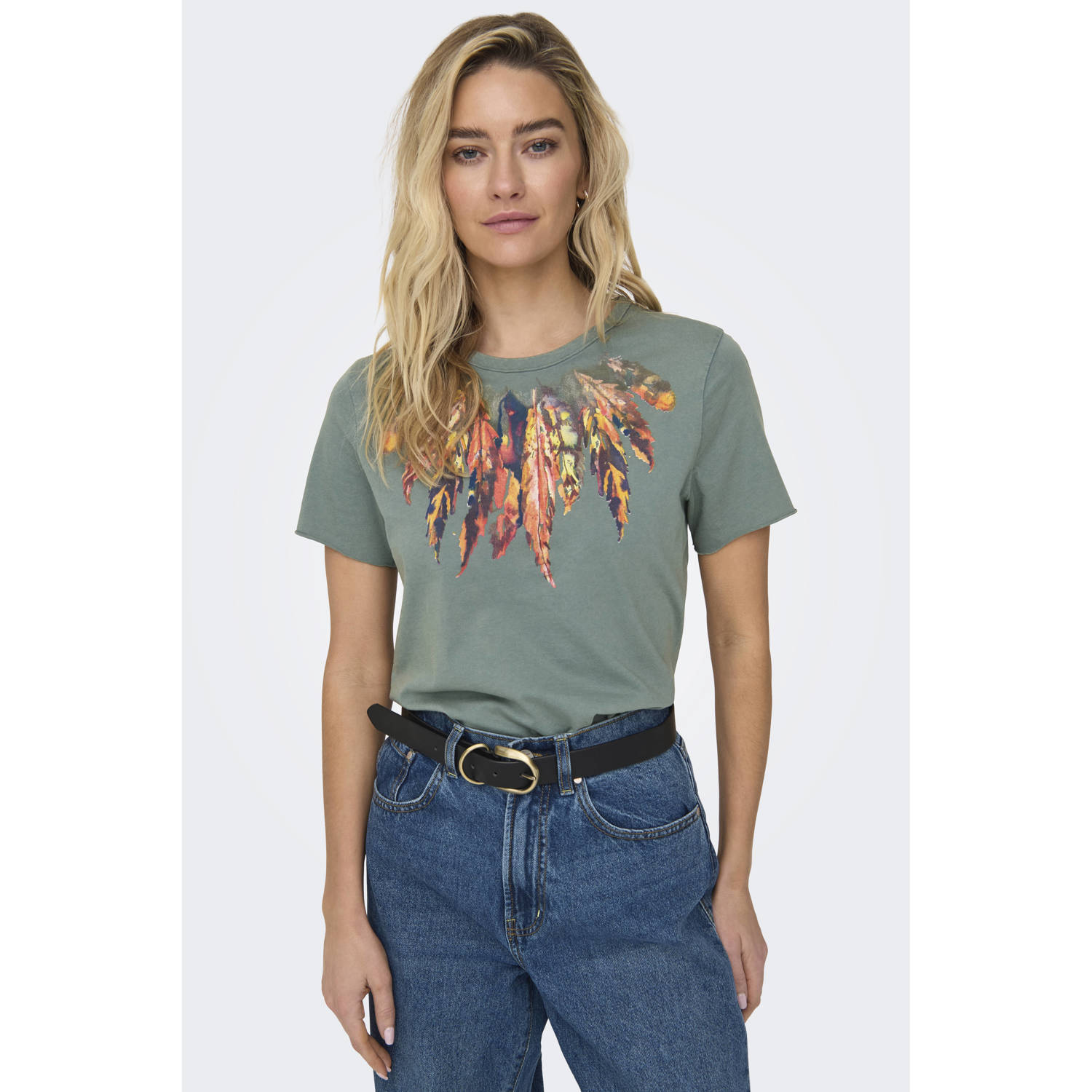 Only Shirt met ronde hals ONLLUCY REG S S TOP JRS NOOS