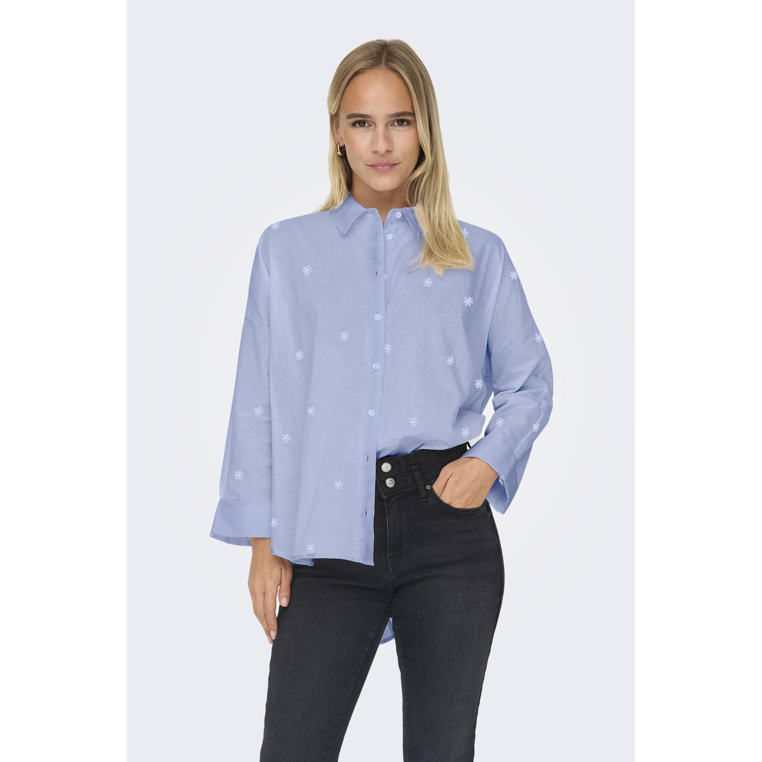 ONLY blouse lichtblauw wit