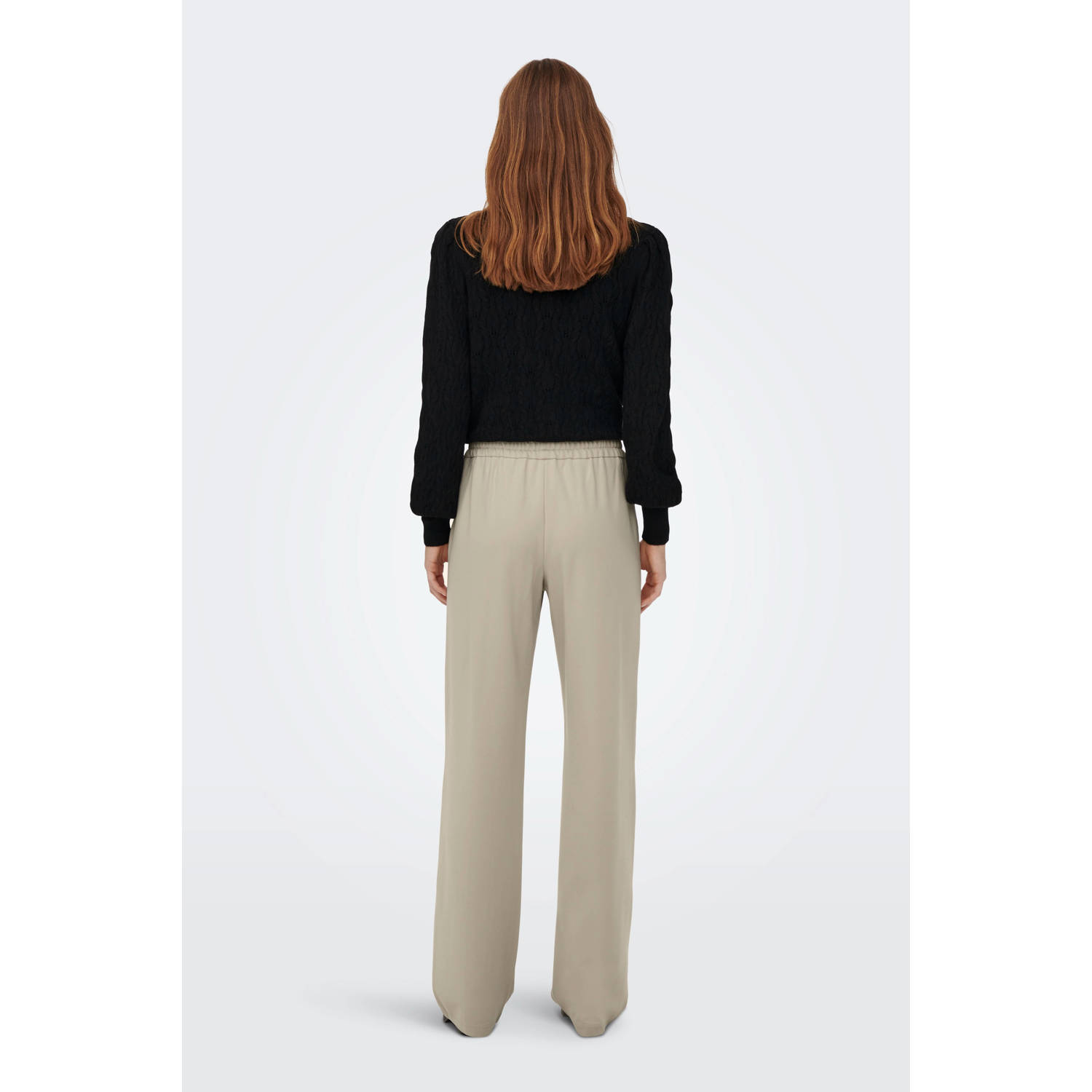 ONLY wide leg regular waist palazzo broek beige