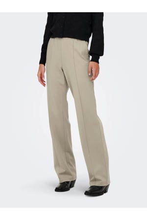 wide leg regular waist palazzo broek beige