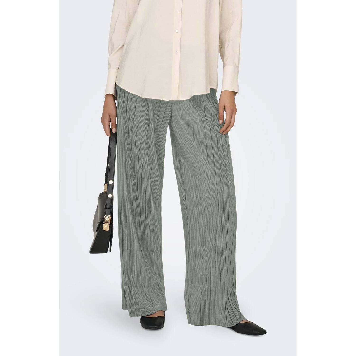 Only Regular fit wijde broek in plissélook model 'RAVENNA'