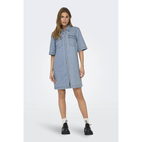 ONLY denim spijkerjurk lichtblauw afbeelding