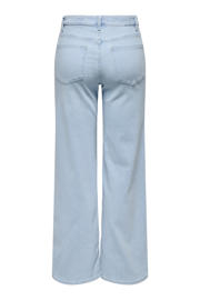 thumbnail: Light blue denim dames ONLY high waist wide leg jeans van denim met rits- en knoopsluiting en effen