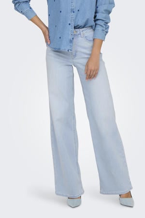 high waist wide leg jeans light blue denim