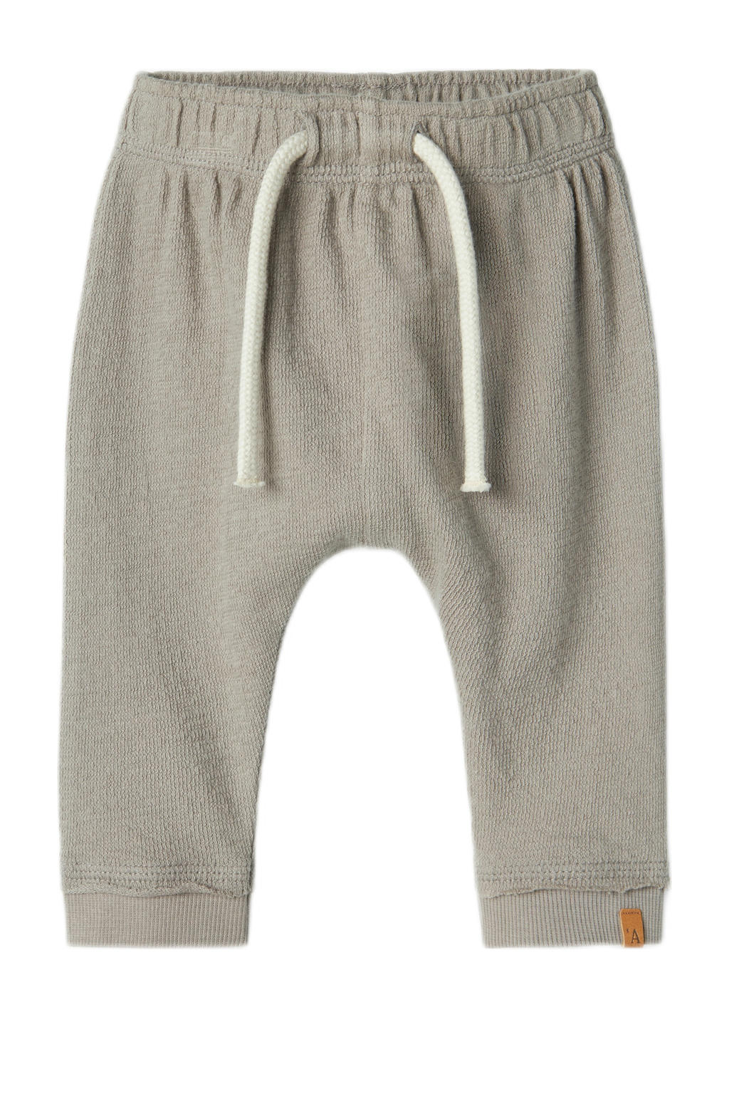 Beige jongens LIL' ATELIER BABY babybroek van katoen met regular fit, elastische tailleband met koord en effen