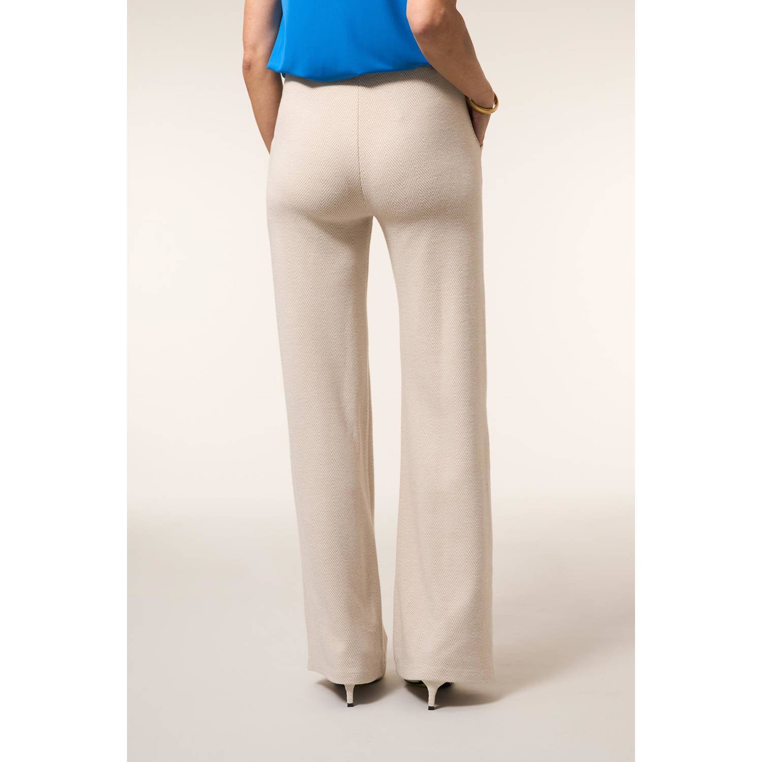 Miss Etam wide leg high waist broek zand