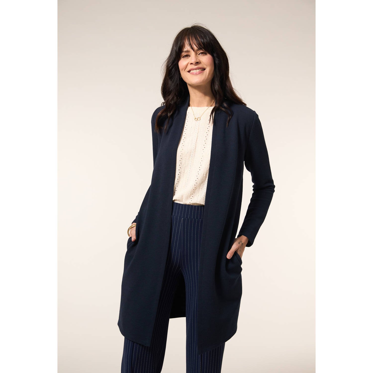 Miss Etam vest donkerblauw fijn gebreid