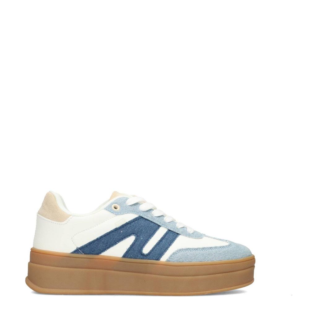 Wit en denim dames POSH by Poelman sneakers van denim met veters