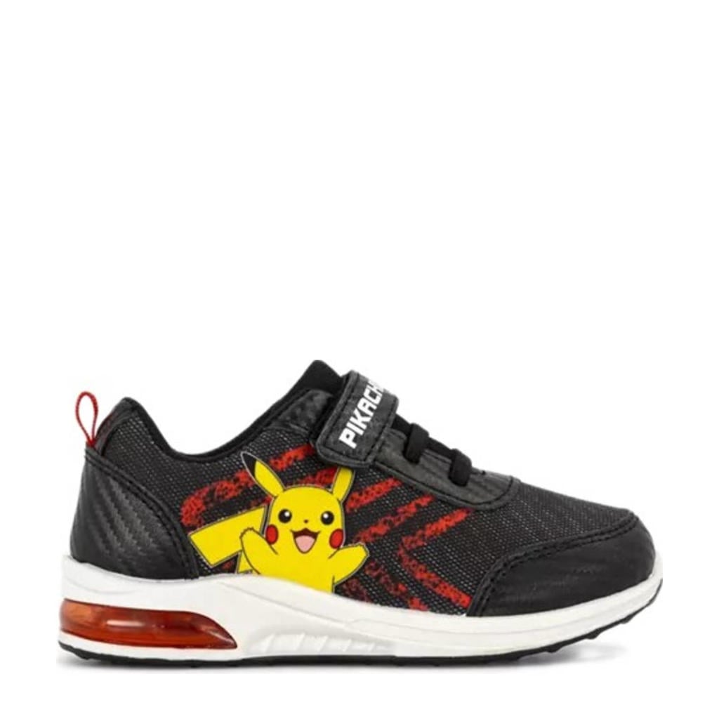 Zwarte jongens Pokémon sneakers met lichtjes met elastische veter- met klittenbandsluiting