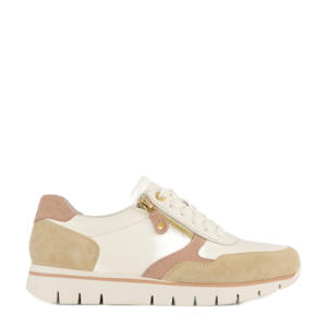  comfort leren sneakers beige/wit