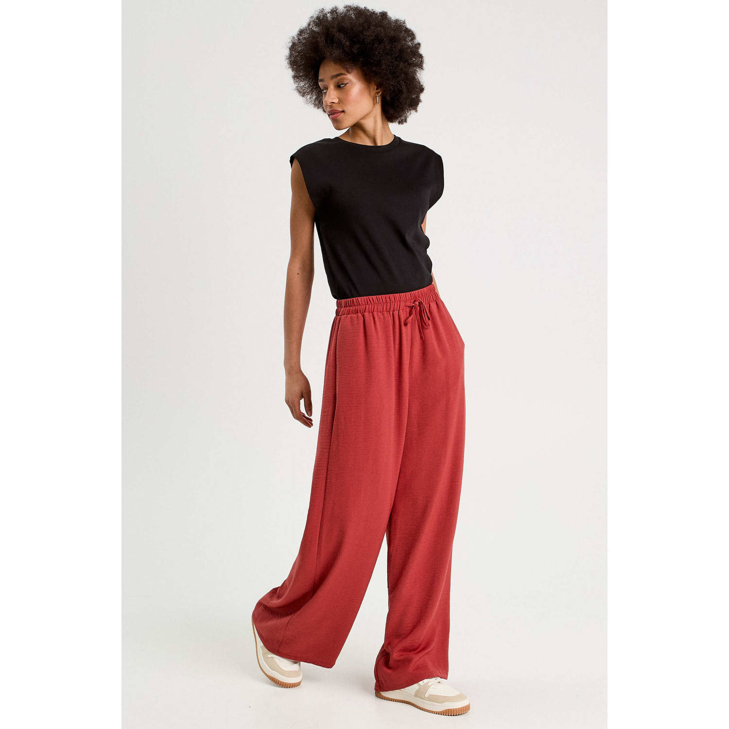 Cache wide leg high waist casual broek rood