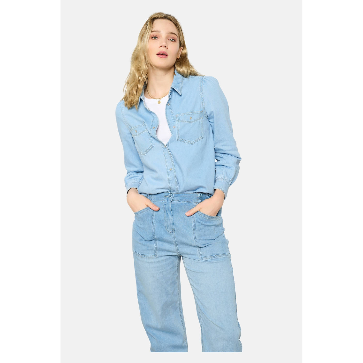 LOLALIZA blouse light blue denim