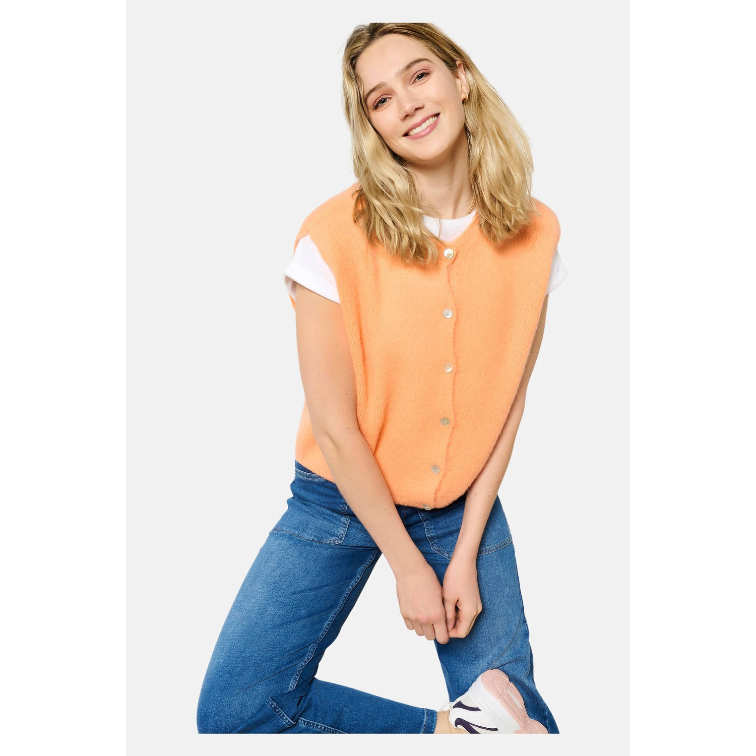 LOLALIZA gilet oranje gebreid