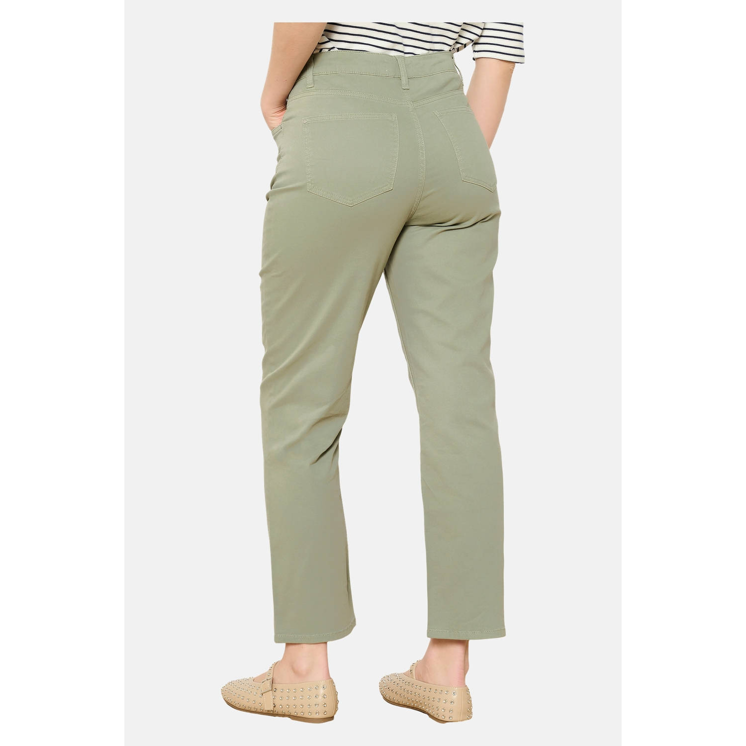 LOLALIZA straight regular waist broek lichtkaki