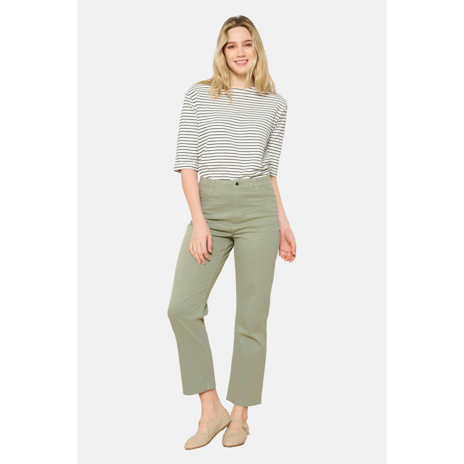 LOLALIZA straight regular waist broek lichtkaki