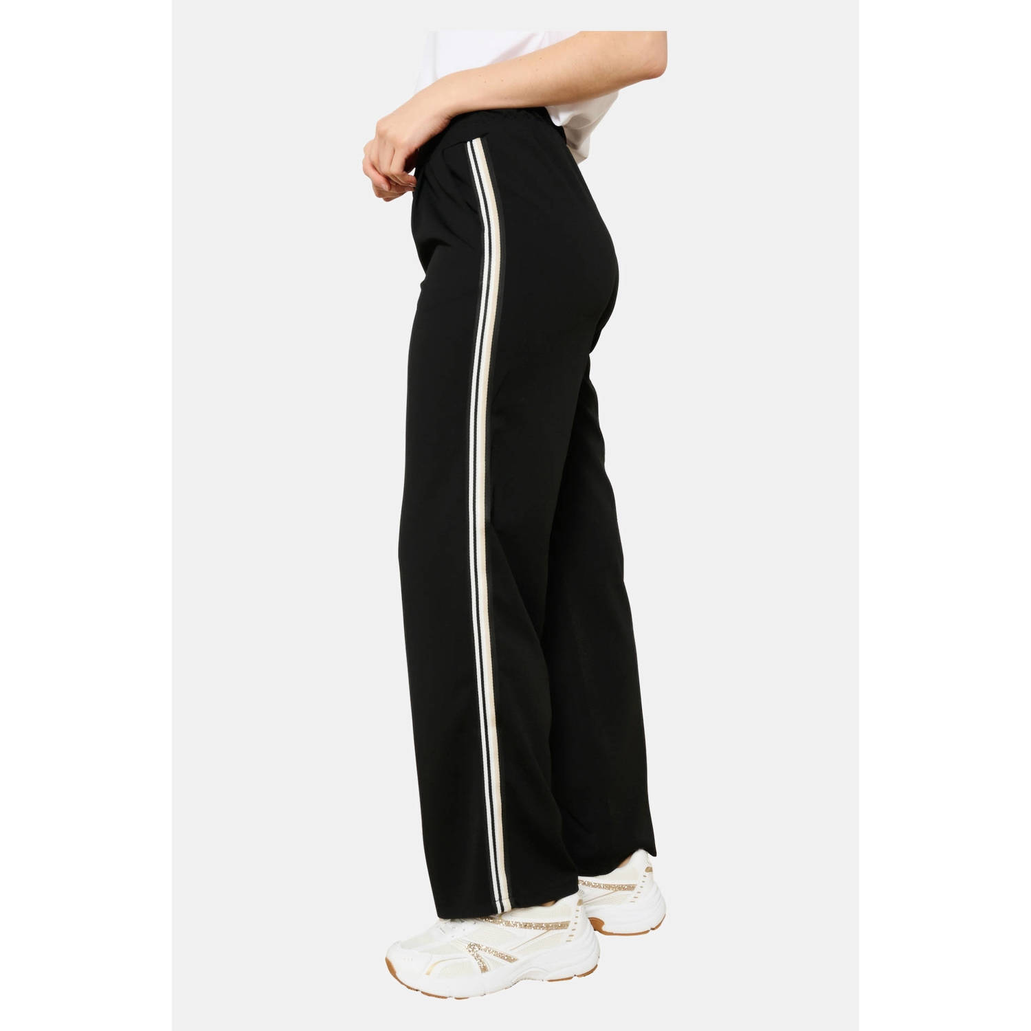 LOLALIZA wide leg regular waist broek zwart