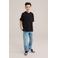WE Fashion Blue Ridge T-shirt zwart fijn gebreid