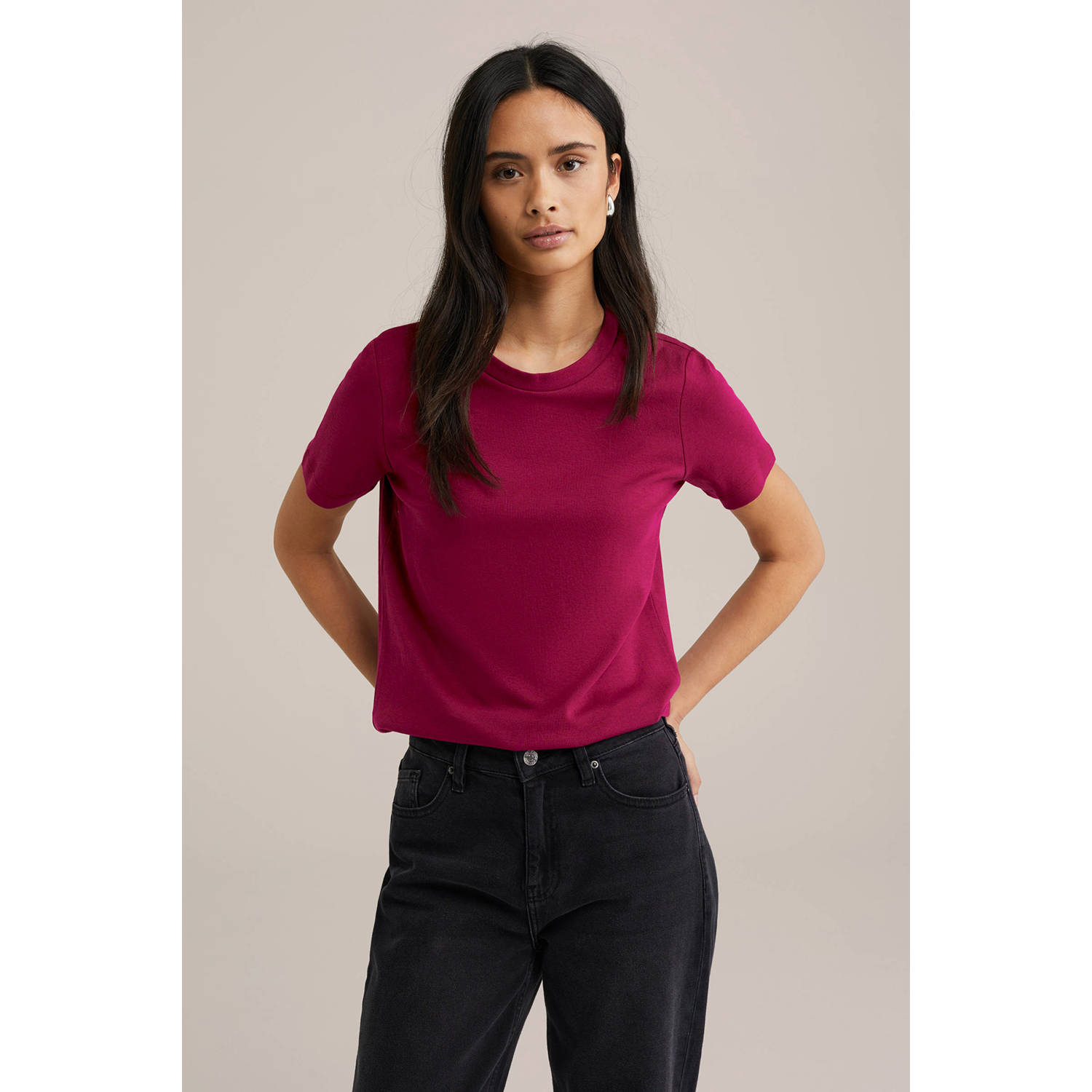 WE Fashion T-shirt donkerrood