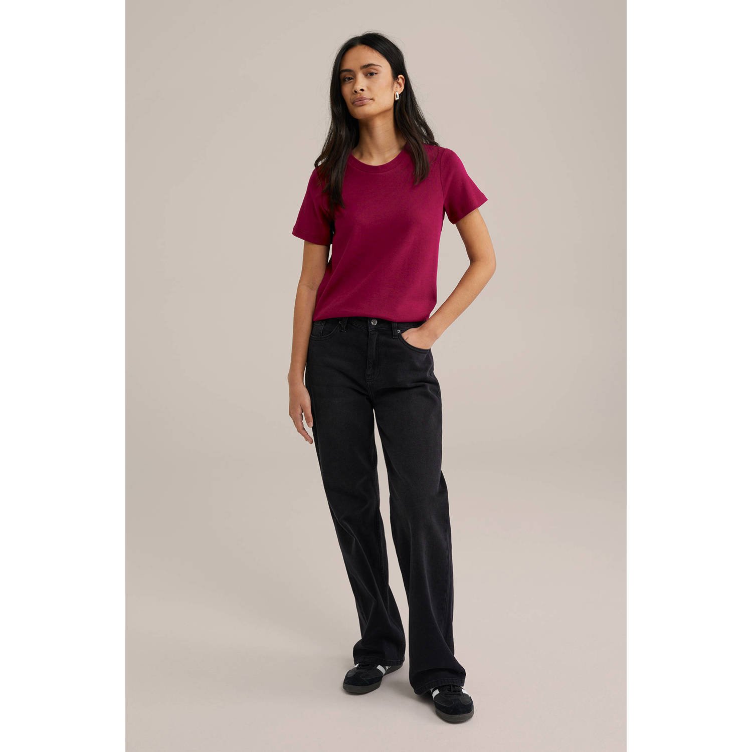WE Fashion T-shirt donkerrood