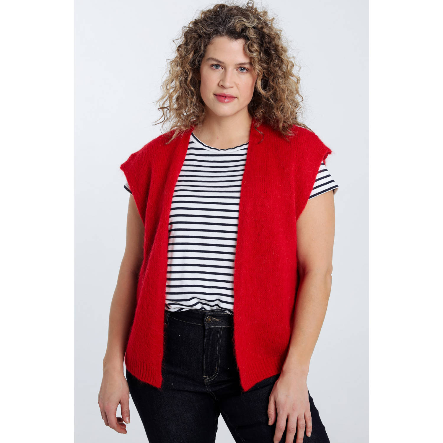 Paprika vest rood fijn gebreid