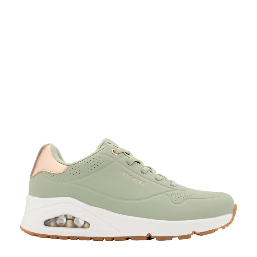 Groene dames Skechers sneakers van synthetisch/textiel met veters