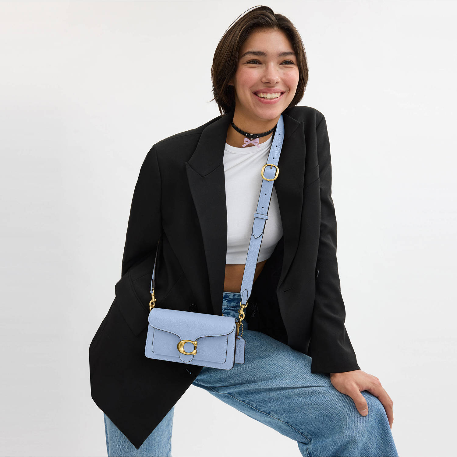 Coach leren schoudertas Tabby 20 lichtblauw
