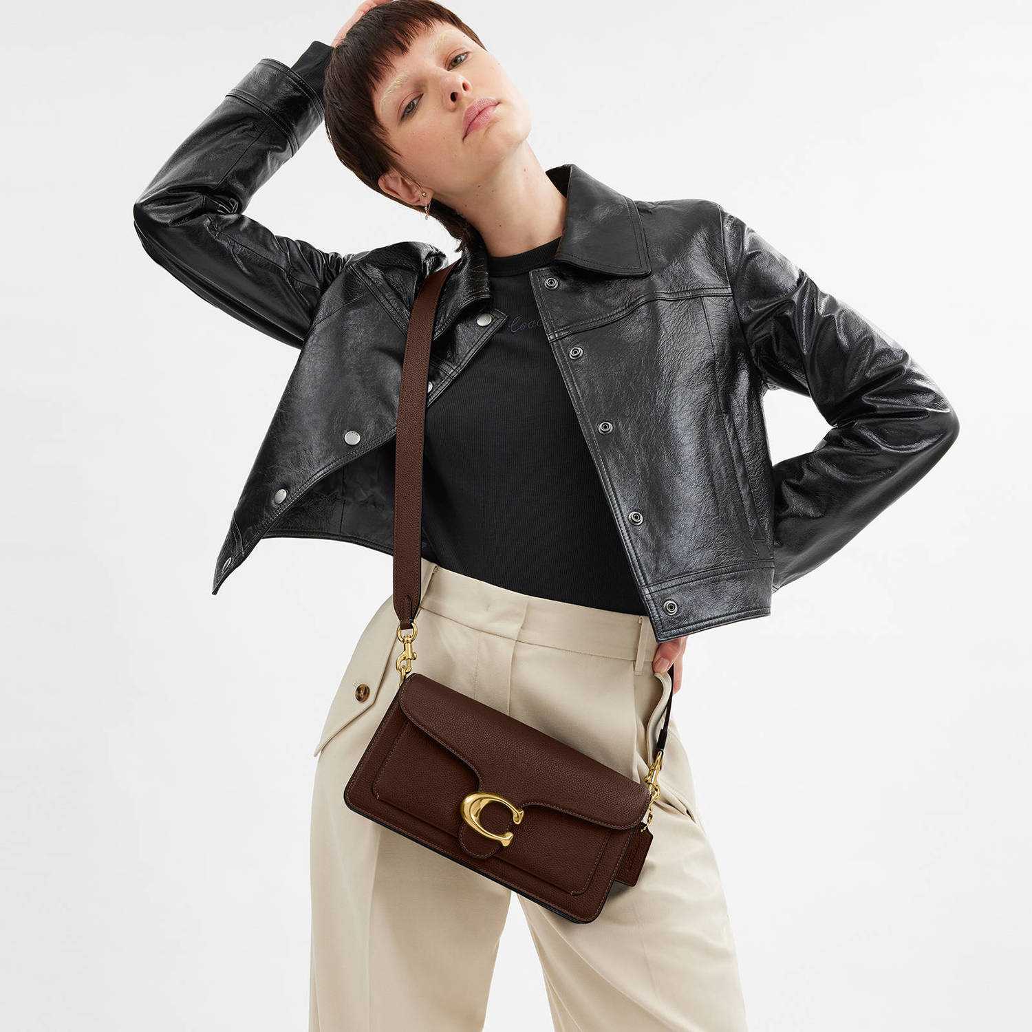 Coach Crossbody bags Polished Pebble Leather Tabby Shoulder Bag 26 Refr in bruin