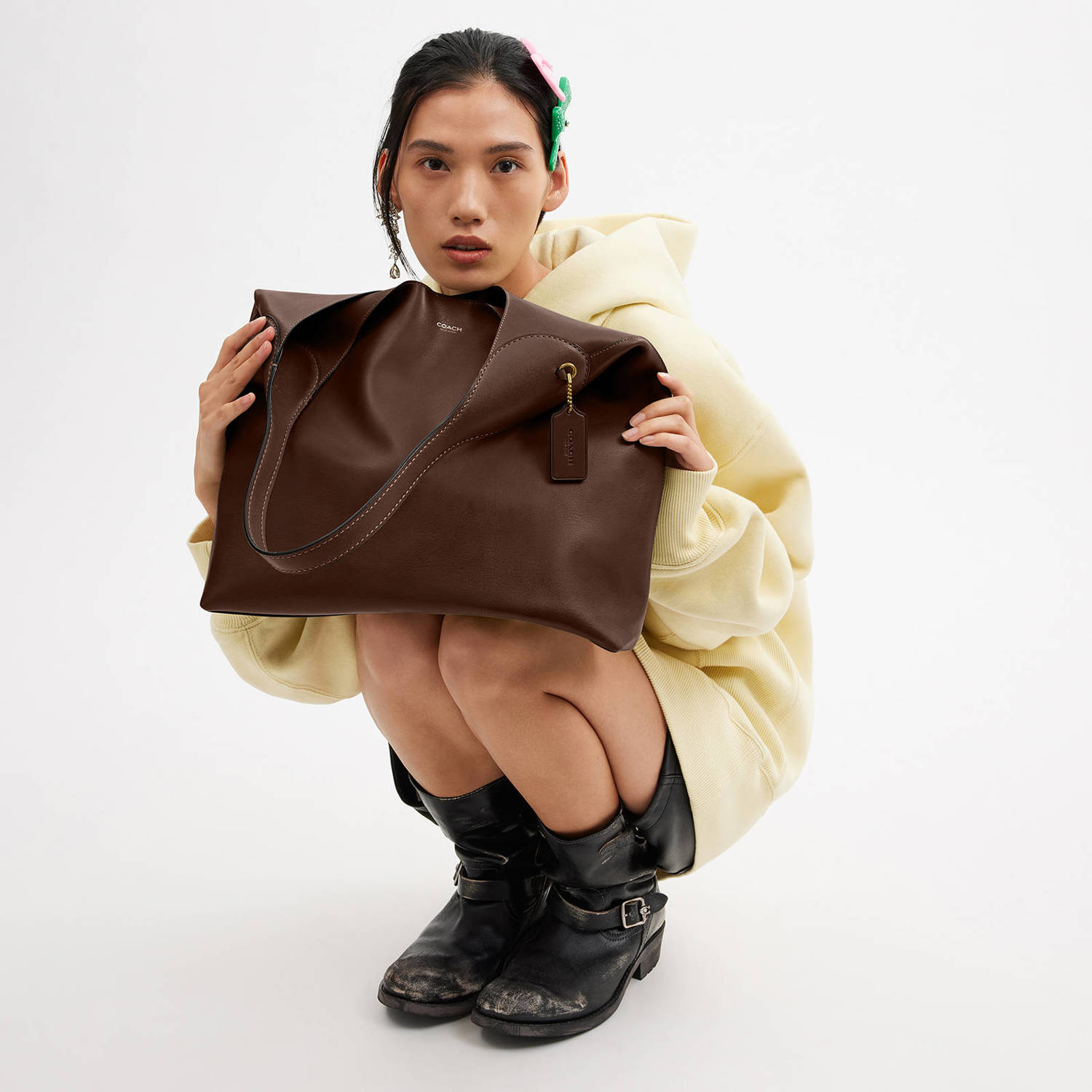 Coach leren shopper Brooklyn 39 donkerbruin