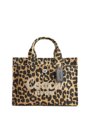 shopper Cargo Tote met panterprint zwart/beige