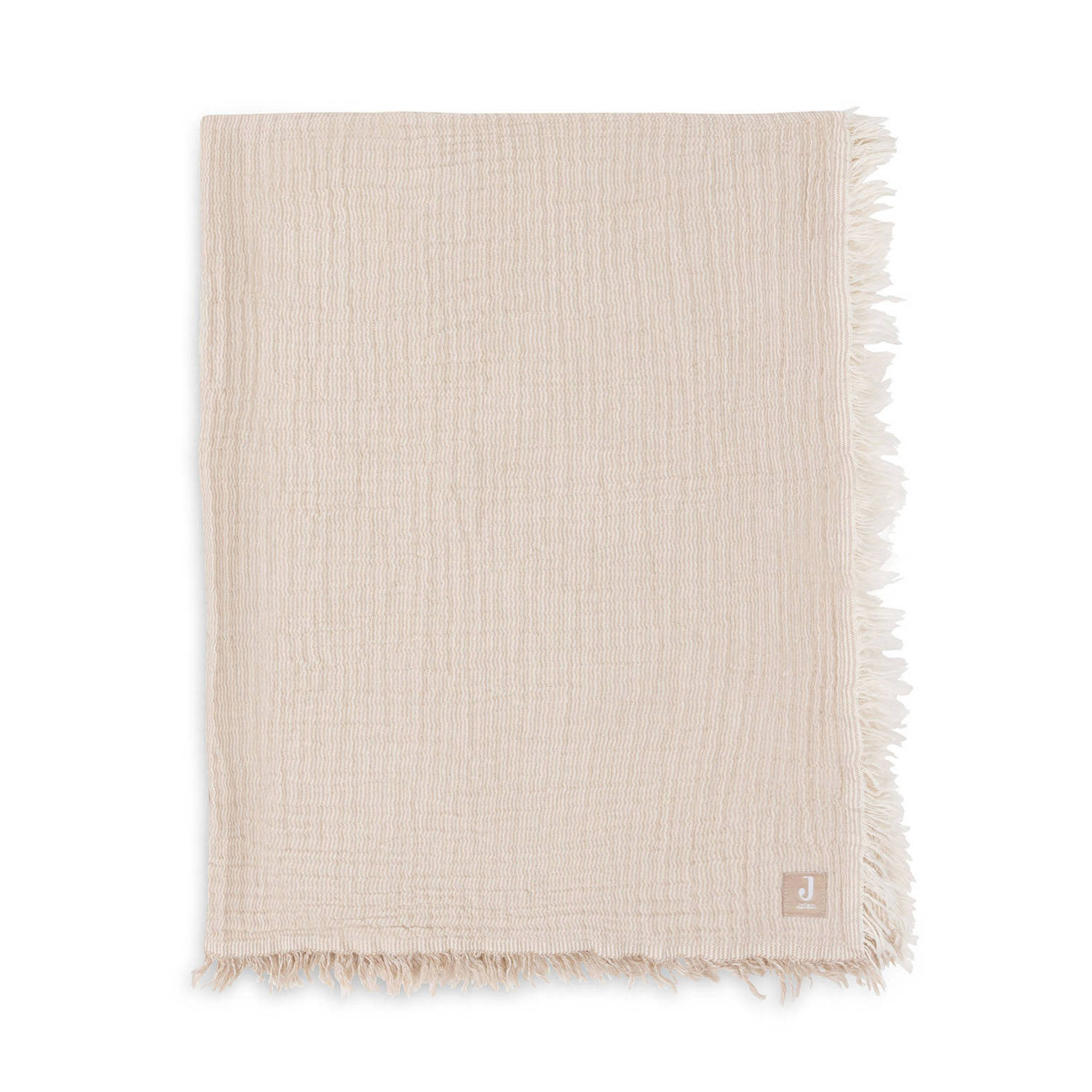 Jollein ledikantdeken Fringe Stripe Biscuit Ivory