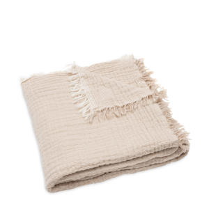 ledikantdeken Fringe Stripe - Biscuit/Ivory