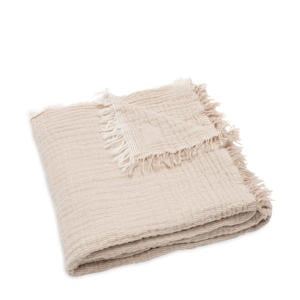 ledikantdeken Fringe Stripe - Biscuit/Ivory