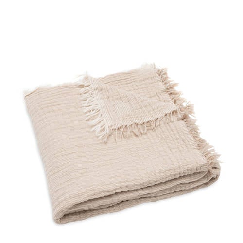 Jollein ledikantdeken Fringe Stripe - Biscuit/Ivory afbeelding