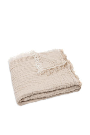 hydrofiele wiegdeken Fringe Stripe - Biscuit/Ivory