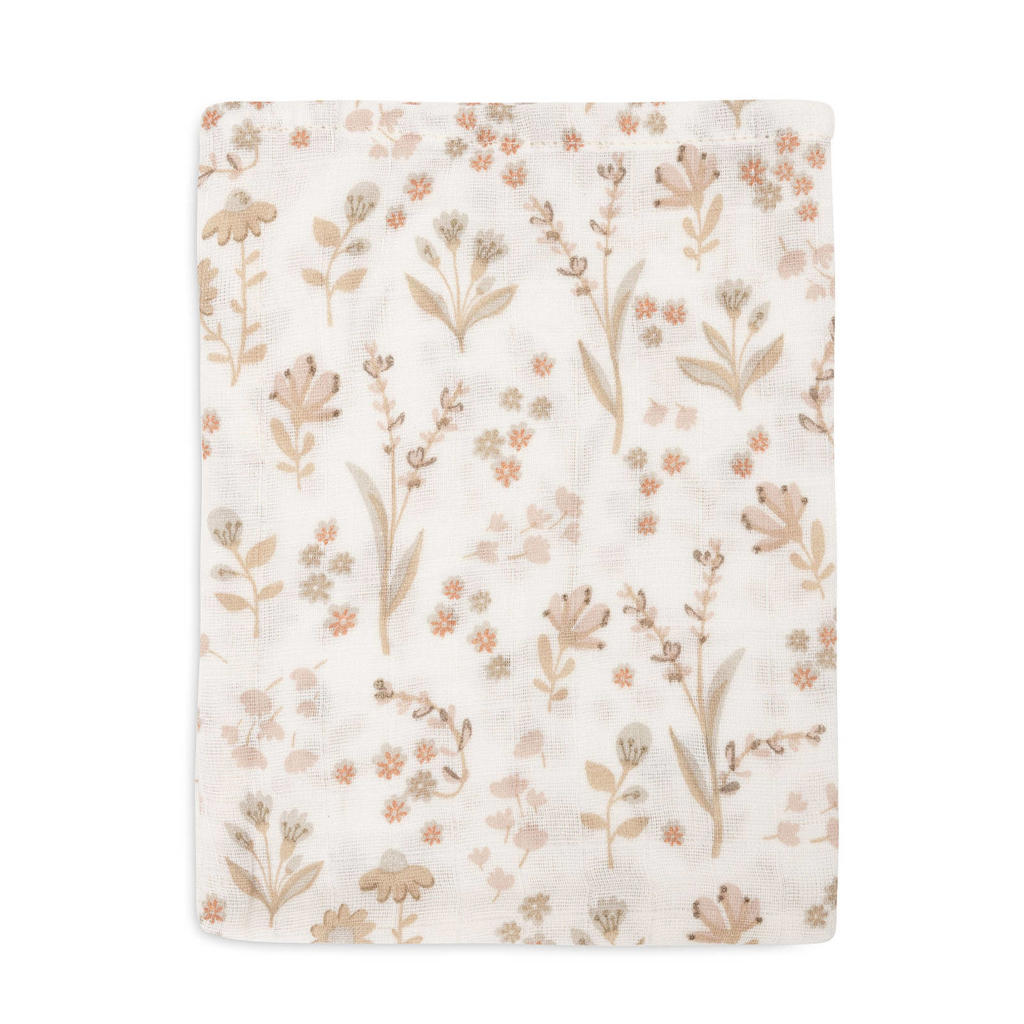 Jollein hydrofiel washandje Bloomy - offwhite/beige (set van 3)