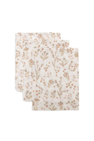 hydrofiel washandje Bloomy - offwhite/beige (set van 3)
