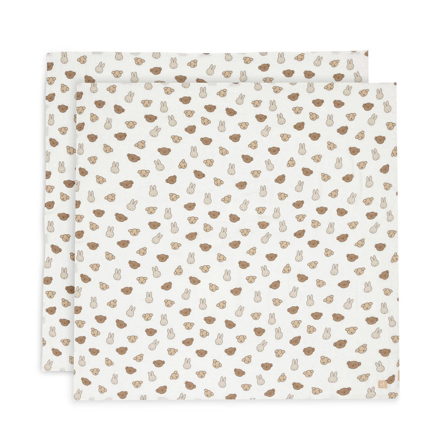 Jollein hydrofiele doek large Miffy and Friends set van 2 wit beige bruin