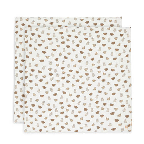 Jollein hydrofiele doek large Miffy and Friends - set van 2 wit/beige/bruin afbeelding