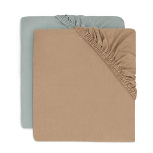jersey wieg Hoeslaken Sea Green/Biscuit - set van 2 groen/bruin