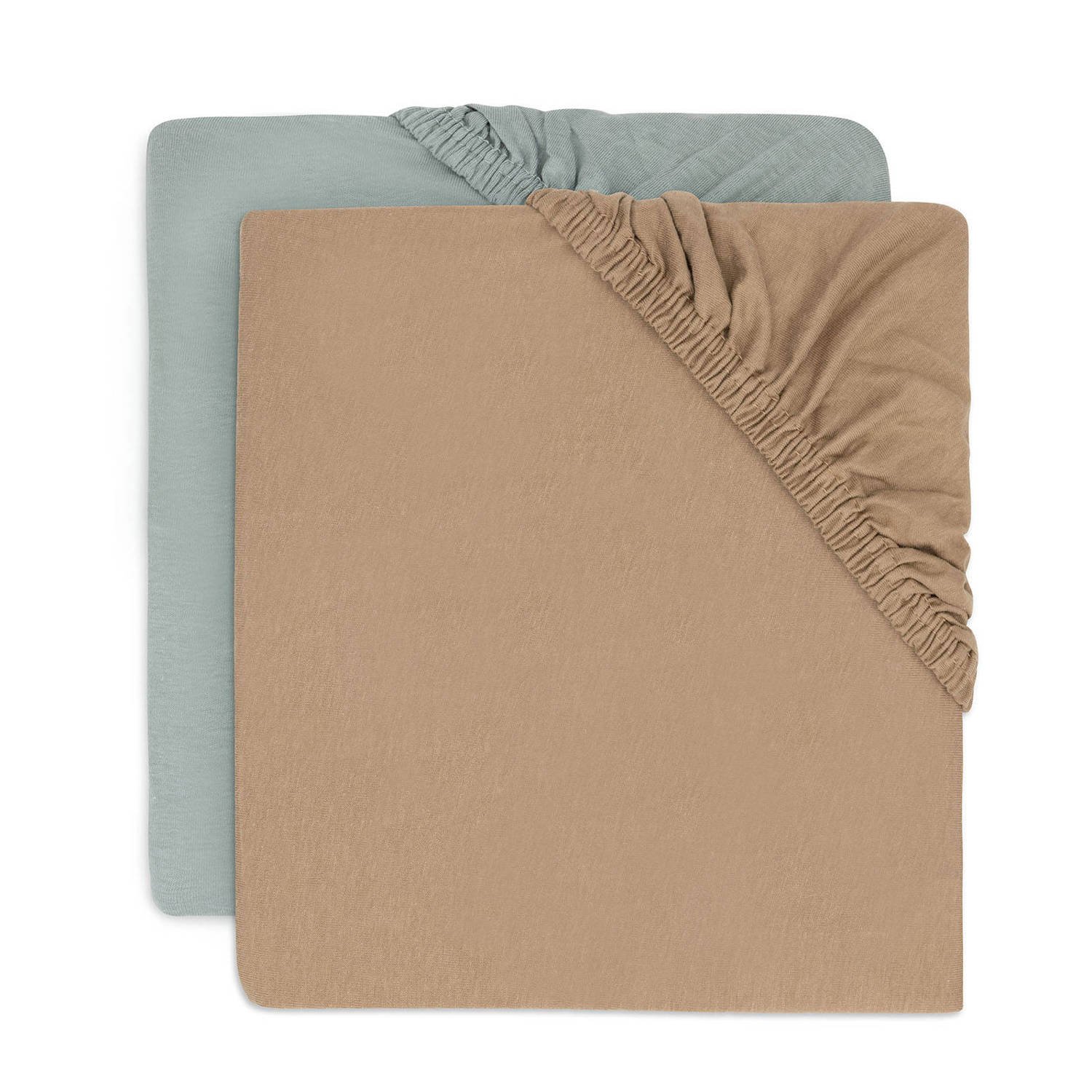 Jollein jersey wieg Hoeslaken Sea Green Biscuit set van 2 groen bruin