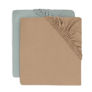 jersey ledikant hoeslaken Sea Green/Biscuit - groen/bruin (set van 2)