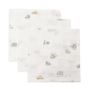 hydrofiel monddoekje On The Go - offwhite/blauw/beige (set van 3)