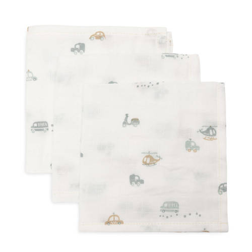 Jollein hydrofiel monddoekje On The Go - set van 3 offwhite/blauw/beige afbeelding