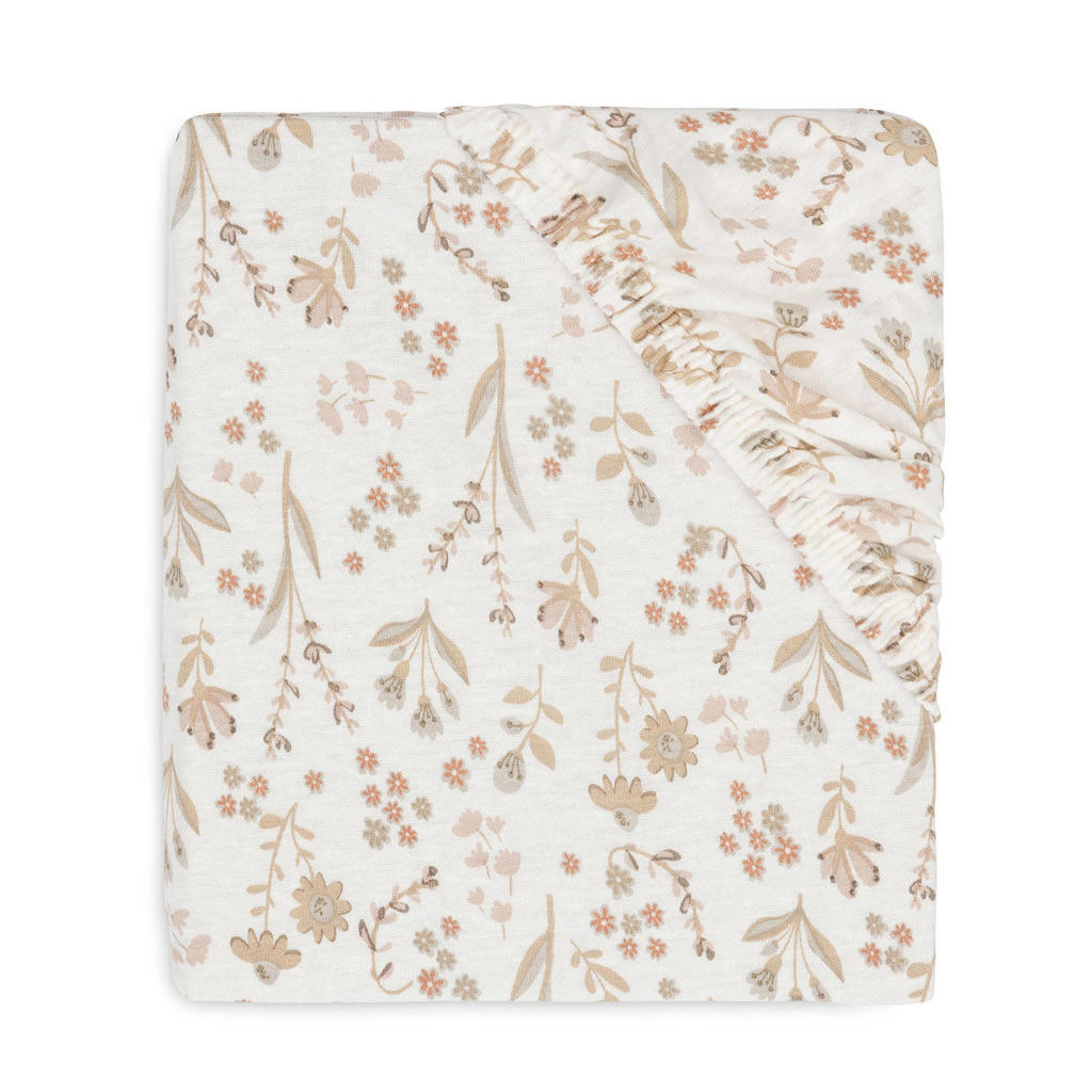 Jollein jersey wieg hoeslaken Bloomy offwhite/beige