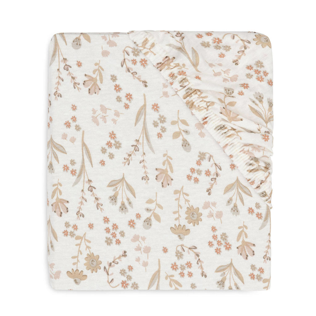 Jollein jersey wieg hoeslaken Bloomy offwhite/beige Jollein jersey wieg hoeslaken Bloomy offwhite/beige