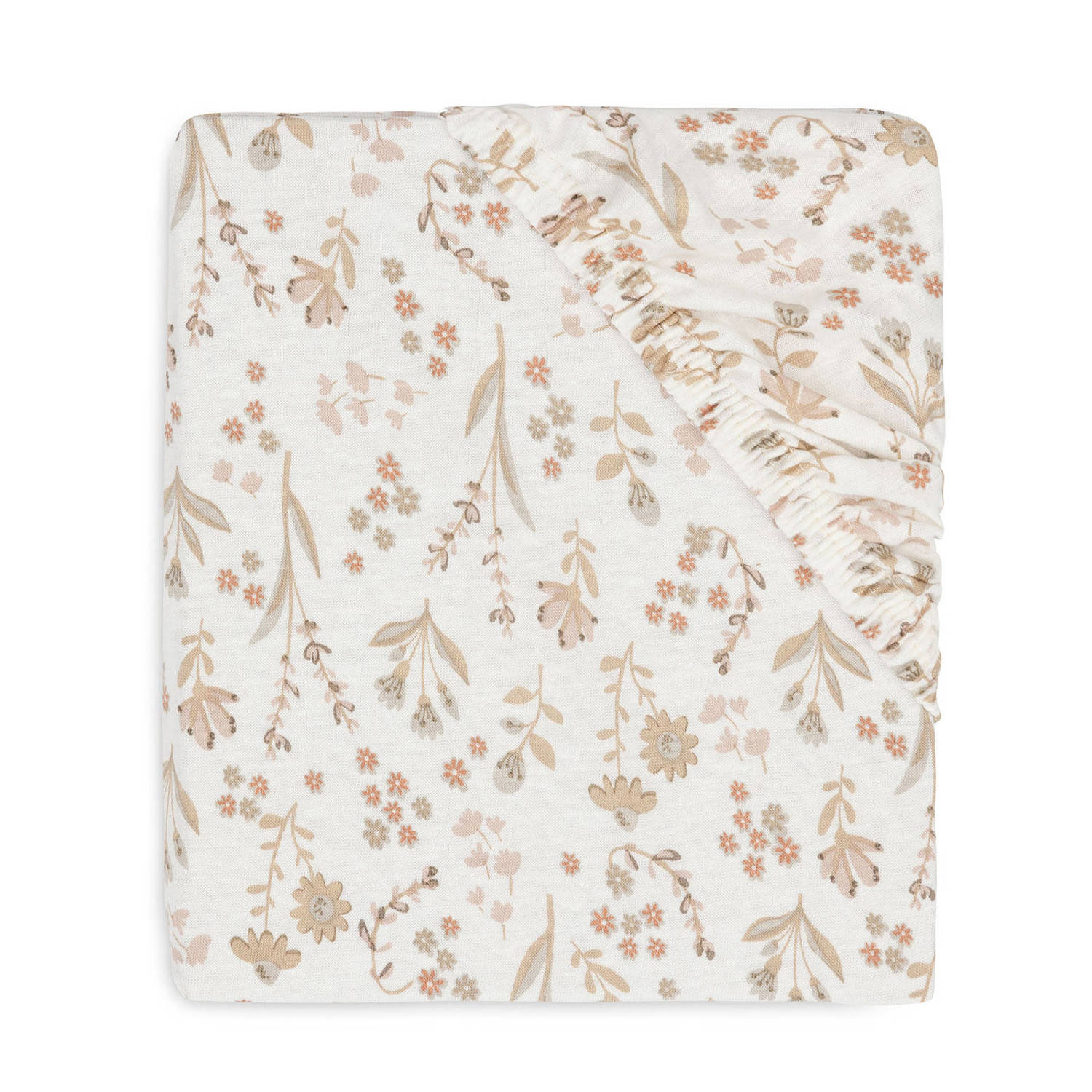 Jollein jersey wieg hoeslaken Bloomy offwhite beige