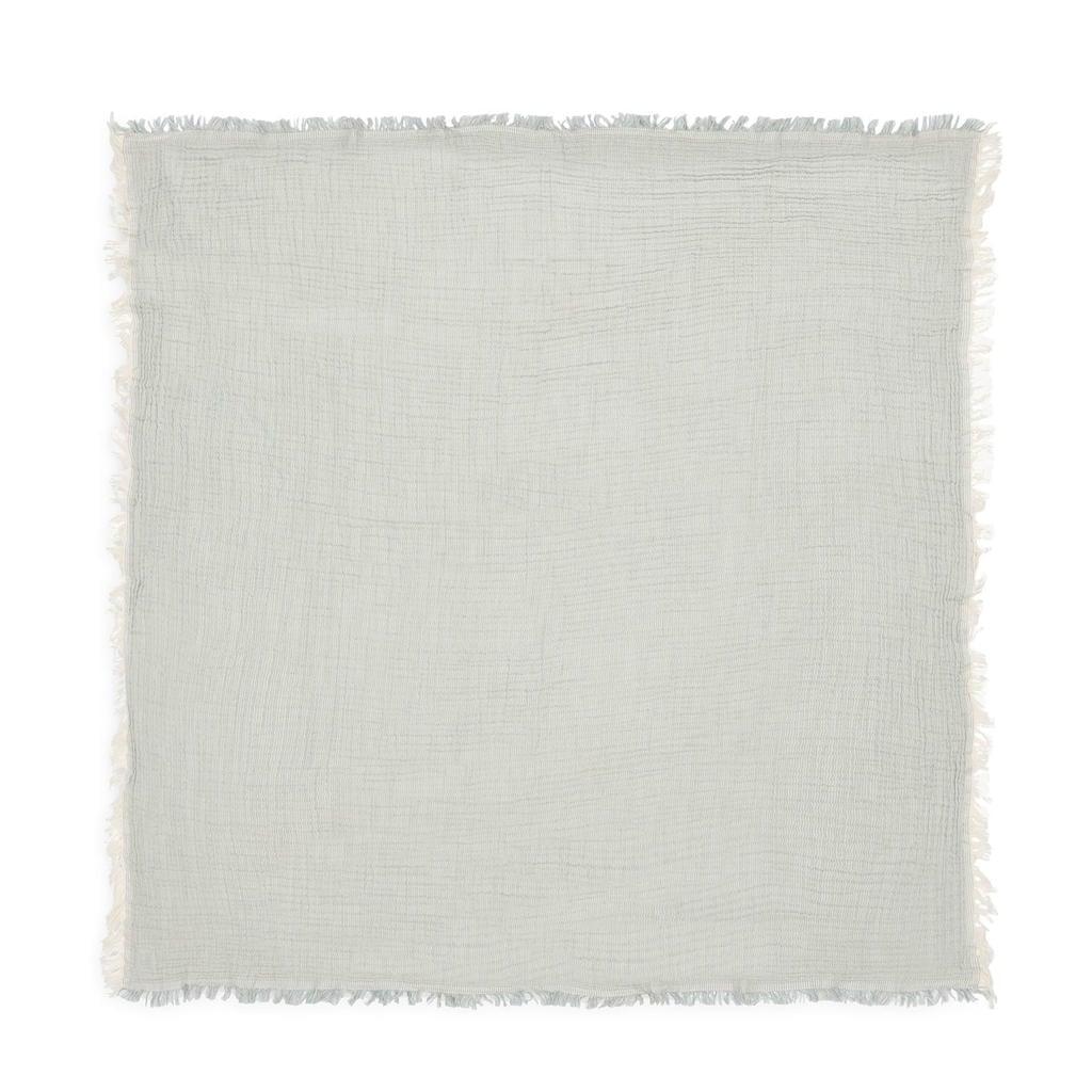 Jollein hydrofiele ledikantdeken Fringe Stripe - Sea Green/Ivory